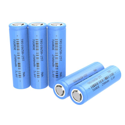 Bateria de iões de lítio de alta descarga cilíndrica 18650 3.7V 2500mah