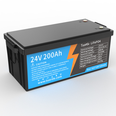 Bateria de lítio-fosfato de ferro de 24 V 25,6 V 200 Ah com 5120Wh de energia e 100A de descarga